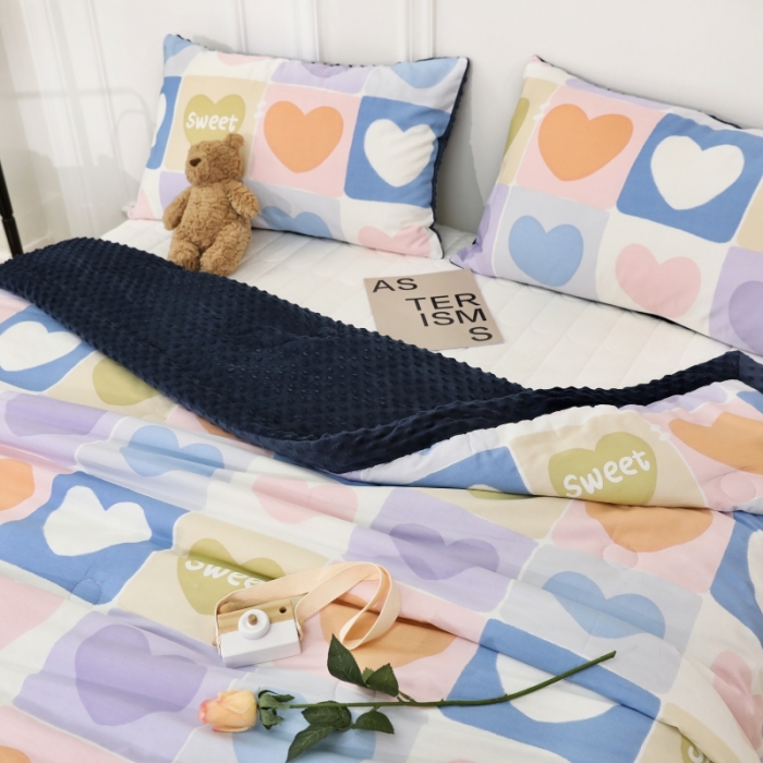91家纺网 家纺一手货源 找家纺 星期八  2022新款全棉豆豆被春秋被-系列二 爱心
