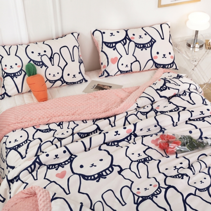91家纺网 家纺一手货源 找家纺 星期八  2022新款全棉豆豆被春秋被-系列二 大白兔