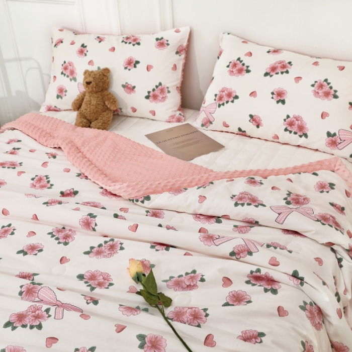 91家纺网 家纺一手货源 找家纺 星期八  2022新款全棉豆豆被春秋被-系列二 蝴蝶结