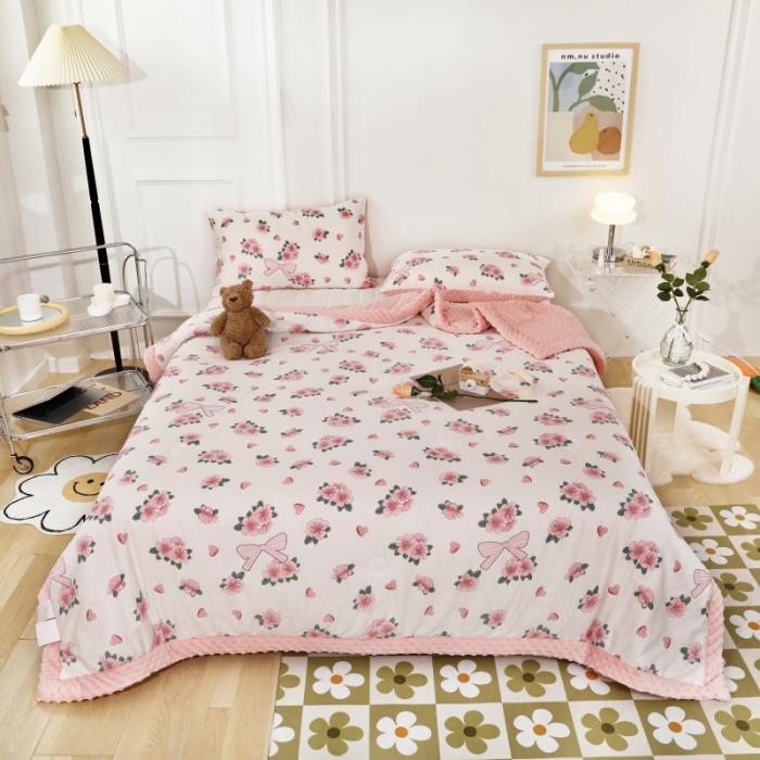 91家纺网 家纺一手货源 找家纺 星期八  2022新款全棉豆豆被春秋被-系列二 蝴蝶结