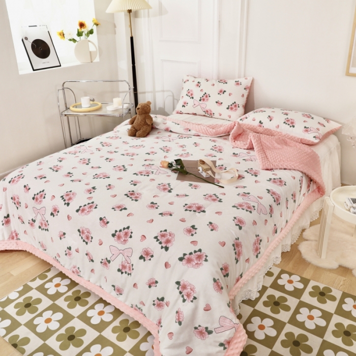 91家纺网 家纺一手货源 找家纺 星期八  2022新款全棉豆豆被春秋被-系列二 蝴蝶结