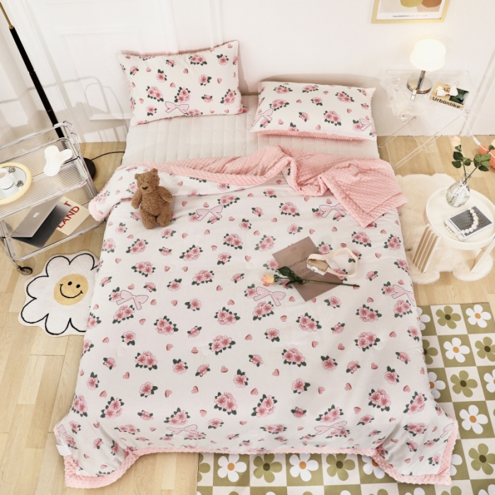 91家纺网 家纺一手货源 找家纺 星期八  2022新款全棉豆豆被春秋被-系列二 蝴蝶结