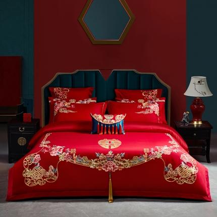 91家纺网 家纺一手货源 找家纺 总红番天 热卖款全工艺喷气长绒棉婚庆四件套多件套