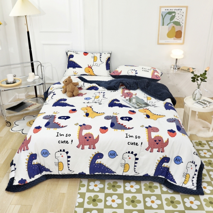 91家纺网 家纺一手货源 找家纺 星期八  2022新款全棉豆豆被春秋被-系列二 小恐龙