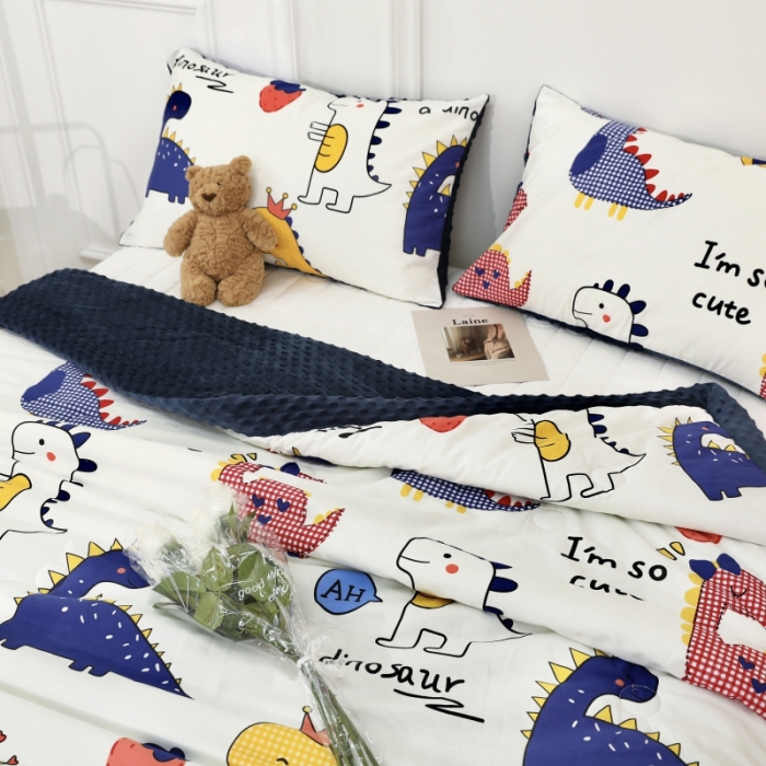 91家纺网 家纺一手货源 找家纺 星期八  2022新款全棉豆豆被春秋被-系列二 小恐龙