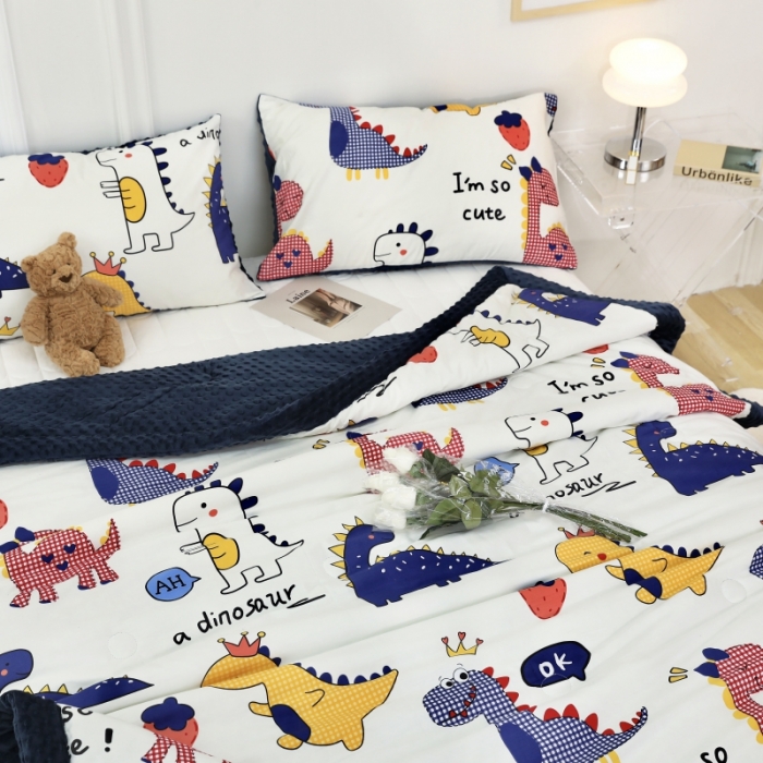 91家纺网 家纺一手货源 找家纺 星期八  2022新款全棉豆豆被春秋被-系列二 小恐龙