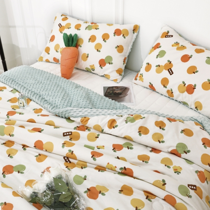 91家纺网 家纺一手货源 找家纺 星期八  2022新款全棉豆豆被春秋被-系列二 小橘子