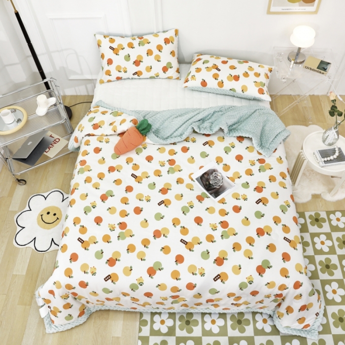 91家纺网 家纺一手货源 找家纺 星期八  2022新款全棉豆豆被春秋被-系列二 小橘子