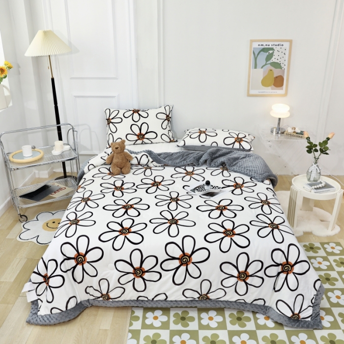 91家纺网 家纺一手货源 找家纺 星期八  2022新款全棉豆豆被春秋被-系列二 太阳花