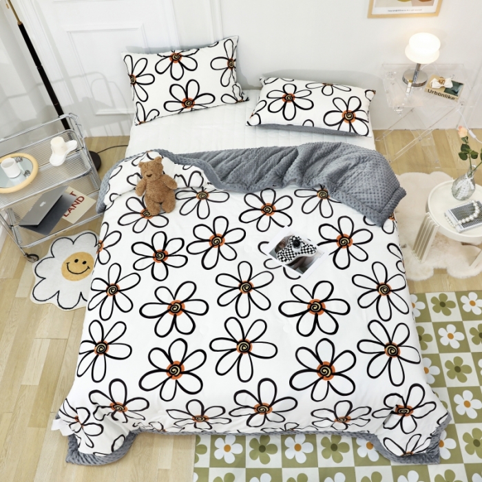 91家纺网 家纺一手货源 找家纺 星期八  2022新款全棉豆豆被春秋被-系列二 太阳花