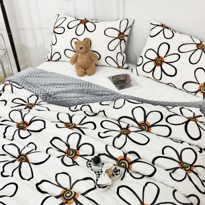 91家纺网 家纺一手货源 找家纺 星期八  2022新款全棉豆豆被春秋被-系列二 太阳花