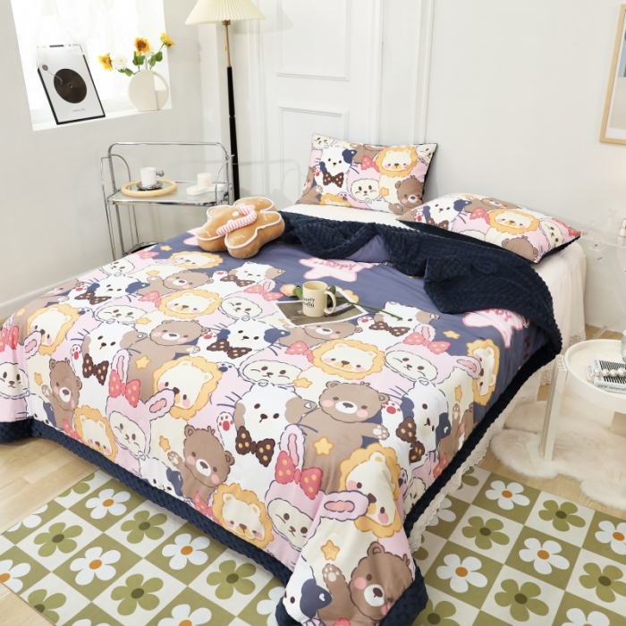 91家纺网 家纺一手货源 找家纺 星期八  2022新款全棉豆豆被春秋被-系列二 萌宠乐园