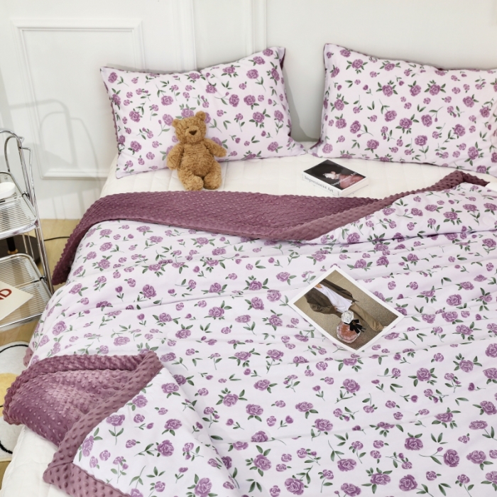 91家纺网 家纺一手货源 找家纺 星期八  2022新款全棉豆豆被春秋被-系列二 玫瑰紫