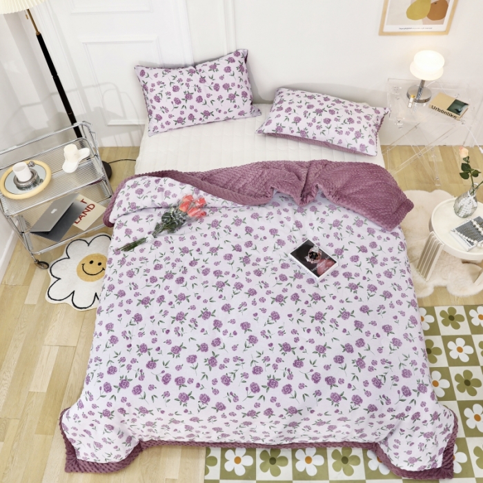 91家纺网 家纺一手货源 找家纺 星期八  2022新款全棉豆豆被春秋被-系列二 玫瑰紫