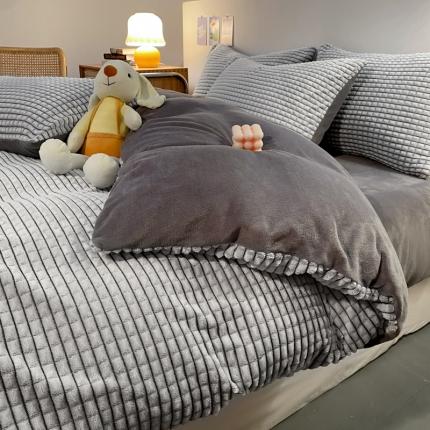 91家纺网 家纺一手货源 找家纺 (总) 慕澄 2024新款牛奶绒剪花简约款四件套