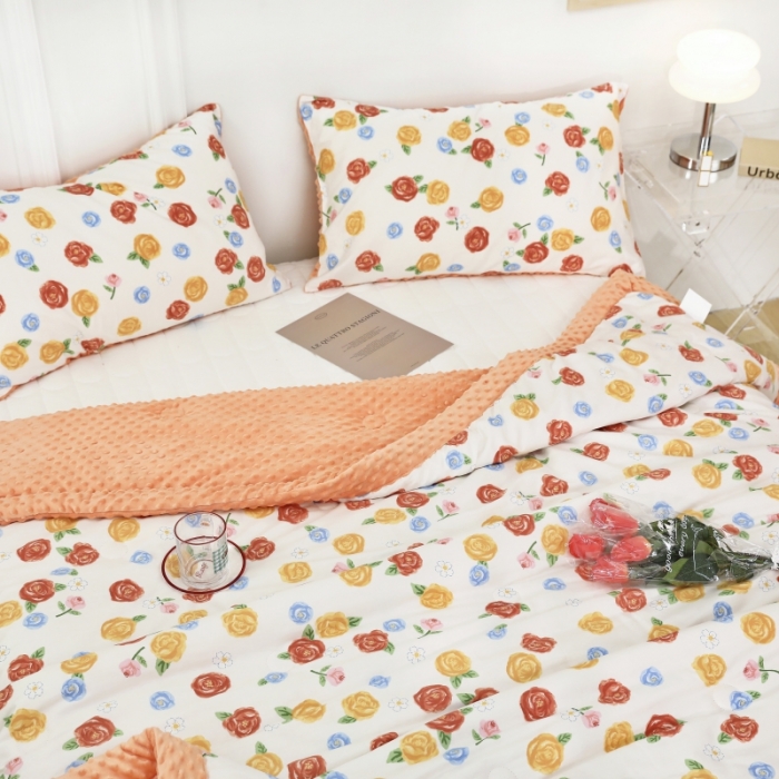 91家纺网 家纺一手货源 找家纺 星期八  2022新款全棉豆豆被春秋被-系列二 玫瑰花