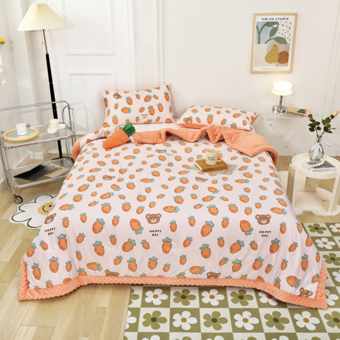 91家纺网 家纺一手货源 找家纺 星期八  2022新款全棉豆豆被春秋被-系列二 萝卜熊