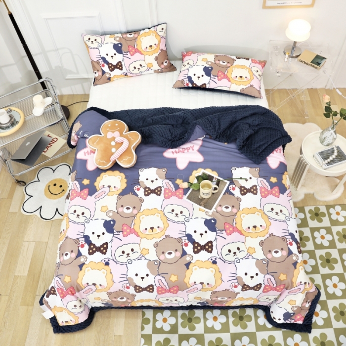 91家纺网 家纺一手货源 找家纺 星期八  2022新款全棉豆豆被春秋被-系列二 萌宠乐园