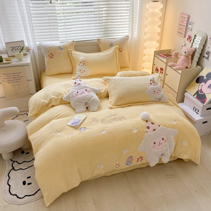 91家纺网 家纺一手货源 找家纺 总品家居22新款260克高货品质天花板牛奶绒四件套小羊一肖