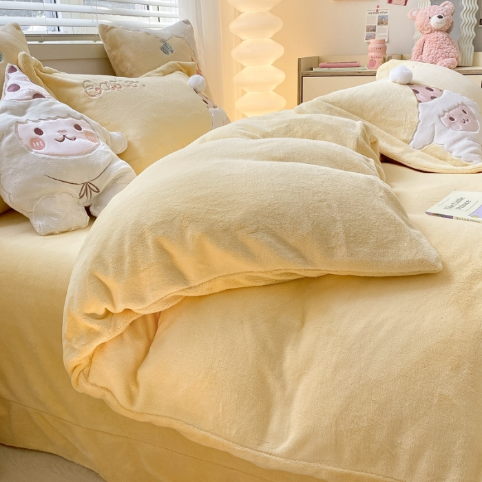 91家纺网 家纺一手货源 找家纺 总品家居22新款260克高货品质天花板牛奶绒四件套小羊一肖