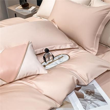 微廉新款A类60支长绒棉纯色套件-单枕套（一只） 佳-藕粉