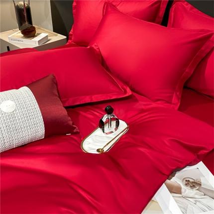 微廉新款A类60支长绒棉纯色套件-单枕套（一只） 佳-中国红