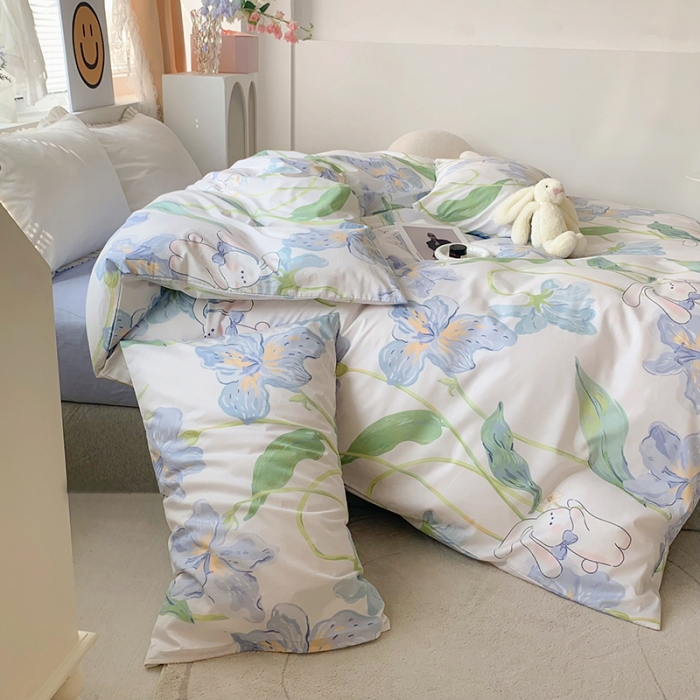 91家纺网 家纺一手货源 找家纺 怡家居 2022新款全棉印花四件套-第八批 花朵兔