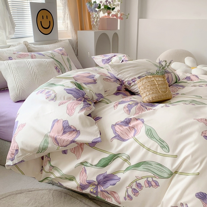 91家纺网 家纺一手货源 找家纺 怡家居 2022新款全棉印花四件套-第八批 花漾