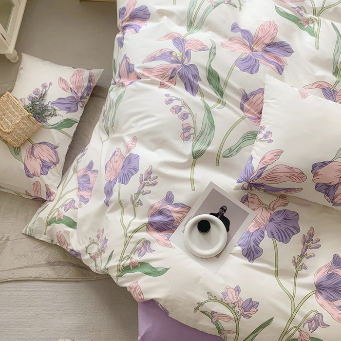 91家纺网 家纺一手货源 找家纺 怡家居 2022新款全棉印花四件套-第八批 花漾