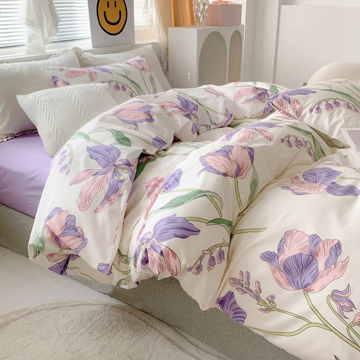 91家纺网 家纺一手货源 找家纺 怡家居 2022新款全棉印花四件套-第八批 花漾