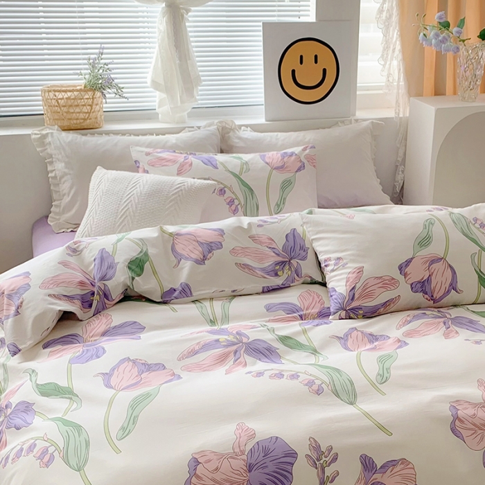 91家纺网 家纺一手货源 找家纺 怡家居 2022新款全棉印花四件套-第八批 花漾