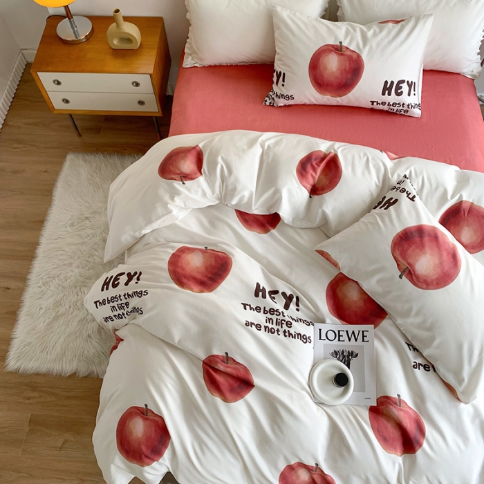 91家纺网 家纺一手货源 找家纺 怡家居 2022新款全棉印花四件套-第八批 平安果