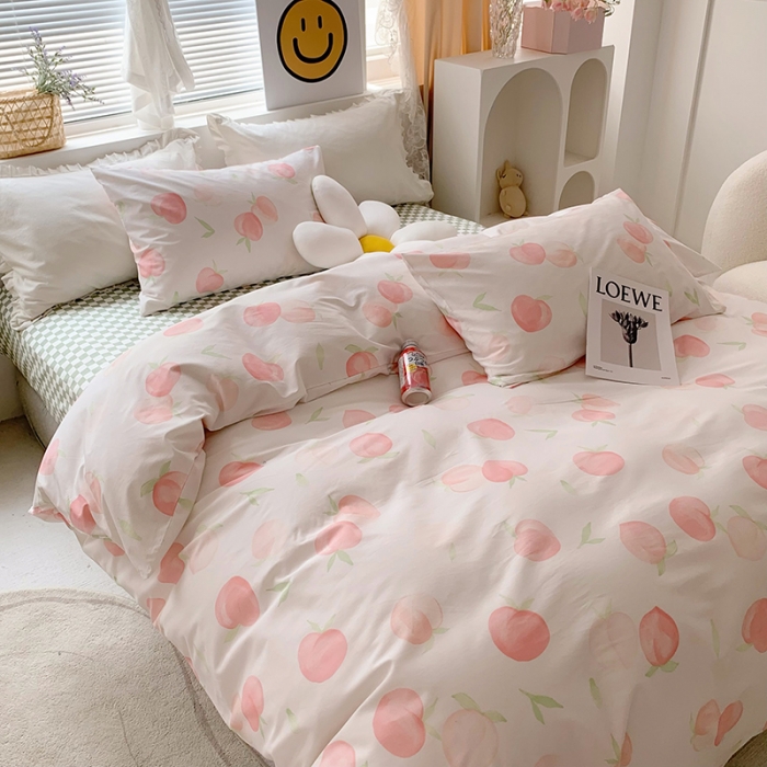 91家纺网 家纺一手货源 找家纺 怡家居 2022新款全棉印花四件套-第八批 桃桃乐