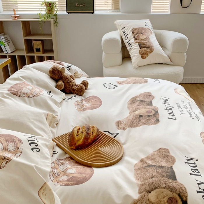 91家纺网 家纺一手货源 找家纺 怡家居 2022新款全棉印花四件套-第八批 熊宝贝