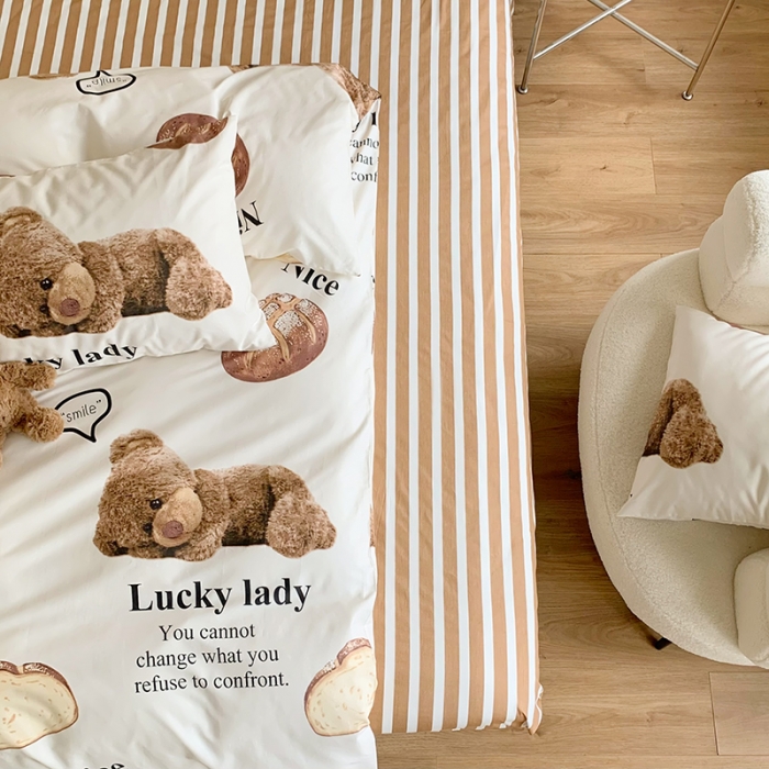 91家纺网 家纺一手货源 找家纺 怡家居 2022新款全棉印花四件套-第八批 熊宝贝