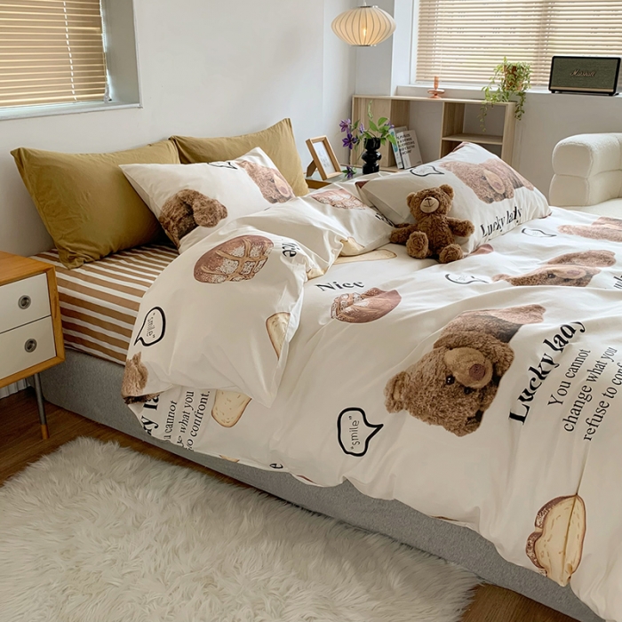 91家纺网 家纺一手货源 找家纺 怡家居 2022新款全棉印花四件套-第八批 熊宝贝