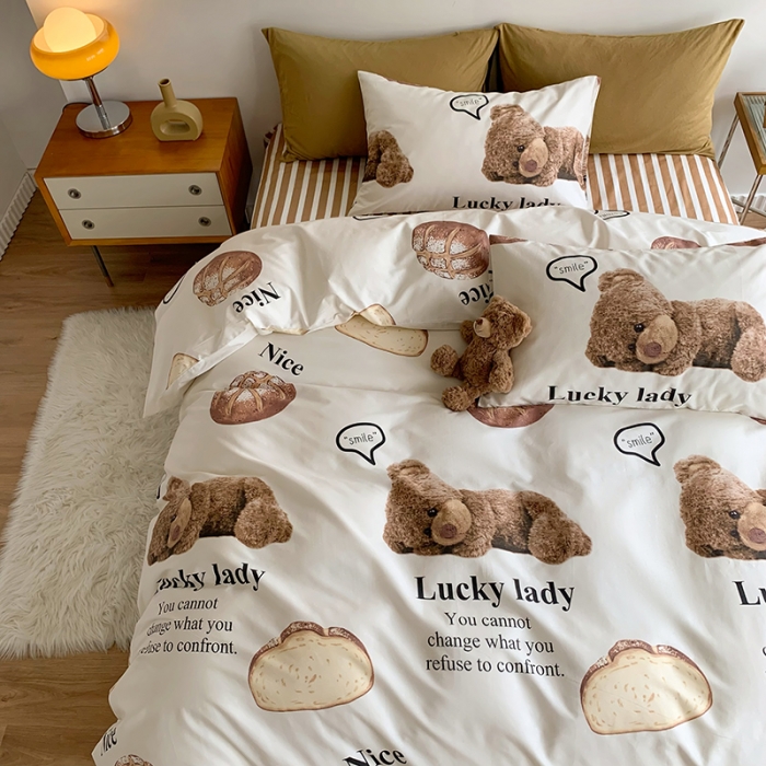 91家纺网 家纺一手货源 找家纺 怡家居 2022新款全棉印花四件套-第八批 熊宝贝