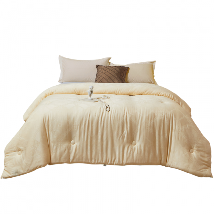 91家纺网 家纺一手货源 找家纺 A类提花大豆纤维被子冬被木本59大豆纤维春秋被芯拉链子母被 59木本大豆被黄