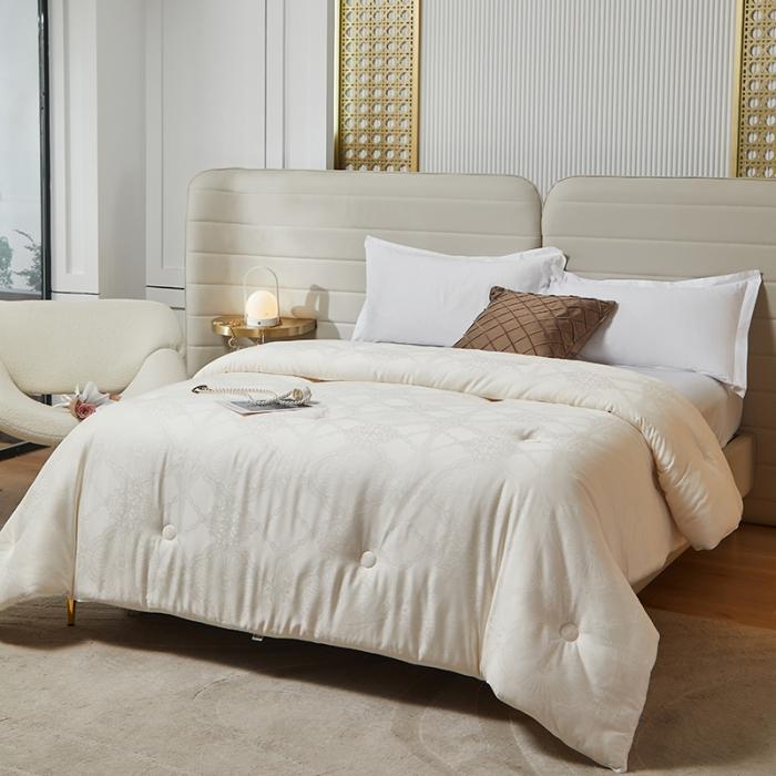 91家纺网 家纺一手货源 找家纺 A类提花大豆纤维被子冬被木本59大豆纤维春秋被芯拉链子母被 59木本大豆被白