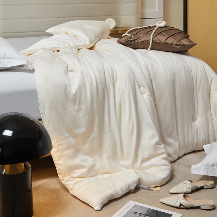 91家纺网 家纺一手货源 找家纺 A类提花大豆纤维被子冬被木本59大豆纤维春秋被芯拉链子母被 59木本大豆被白