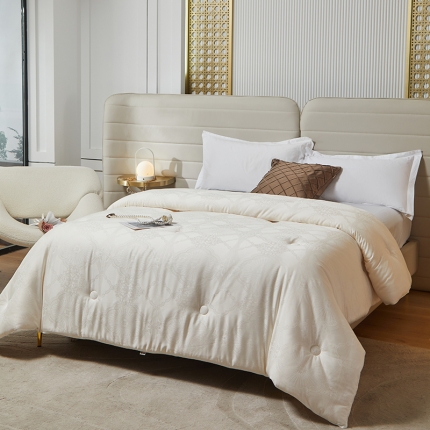 91家纺网 家纺一手货源 找家纺 A类提花大豆纤维被子冬被木本59大豆纤维春秋被芯拉链子母被 59木本大豆被白