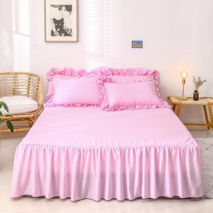 2023新款水洗棉磨毛韩式单层床裙 粉色