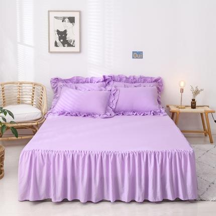 2023新款水洗棉磨毛韩式单层床裙 紫色