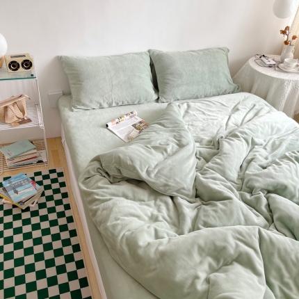 91家纺网 家纺一手货源 找家纺 (总）六巷胡同2022新款纯色系ins牛奶绒四件套