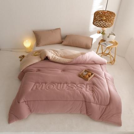 有货 2023秋冬新款慕斯软软冬被春秋被纯色被子被芯 慕斯浆果红