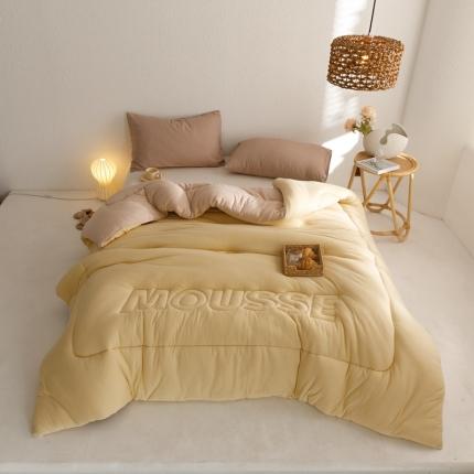 有货 2023秋冬新款慕斯软软冬被春秋被纯色被子被芯 慕斯牛奶黄