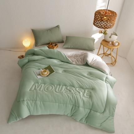 有货 2023秋冬新款慕斯软软冬被春秋被纯色被子被芯 慕斯牛奶绿