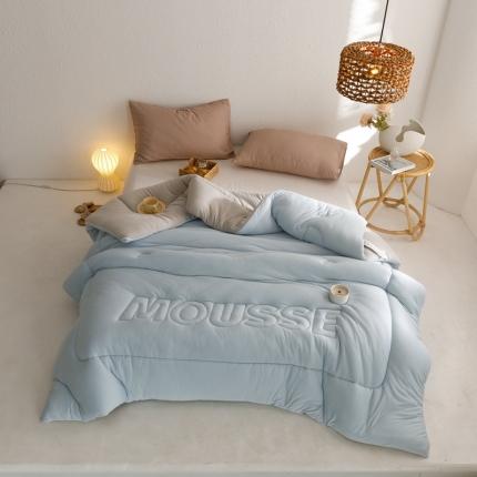 有货 2023秋冬新款慕斯软软冬被春秋被纯色被子被芯 慕斯星空蓝