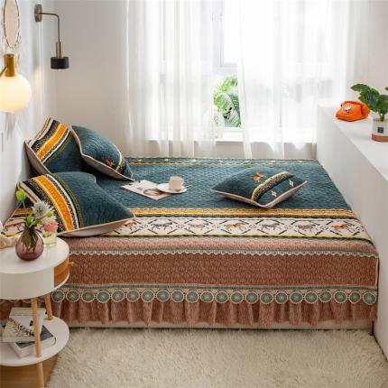 91家纺网 家纺一手货源 找家纺 美优兰 2025秋冬新款牛奶绒榻榻米垫床盖（可定制） 马德里绿