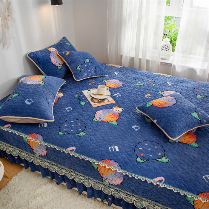 91家纺网 家纺一手货源 找家纺 美优兰 2025秋冬新款牛奶绒榻榻米垫床盖（可定制） 蓝猫精灵